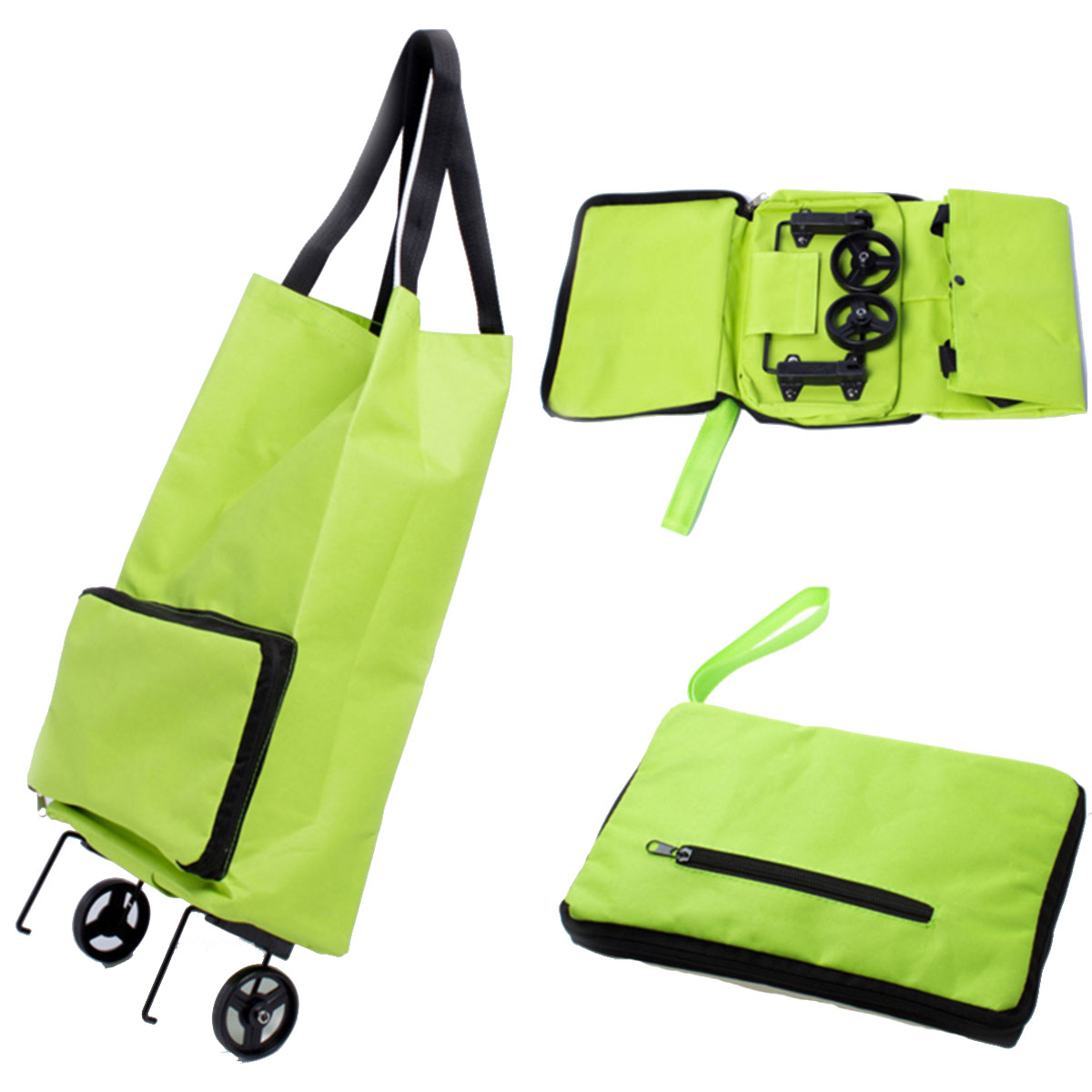 Custom RPET Fabric Foldable wheeled Shopping Bag For Vegetable